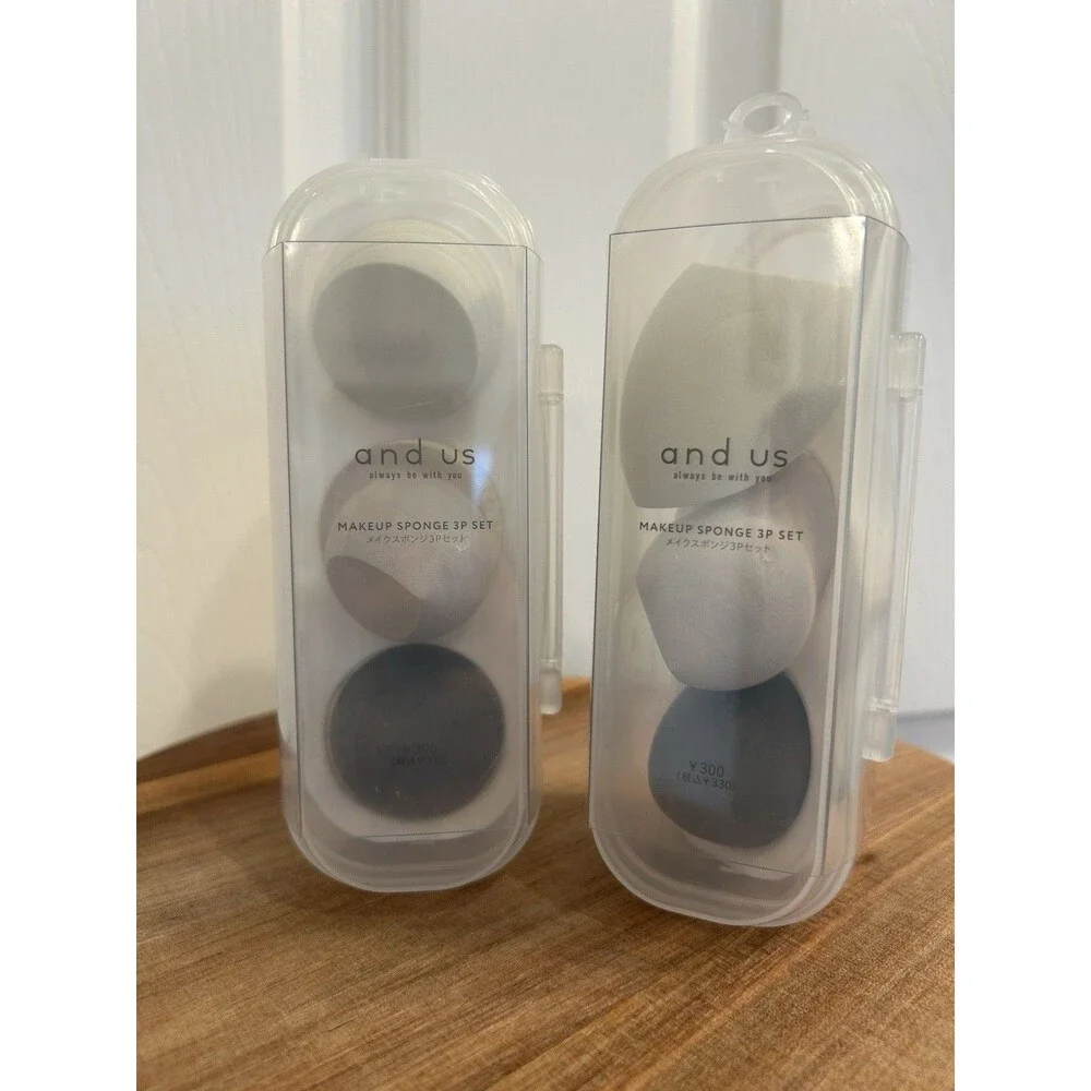 Japanese Makeup Sponges 3-pks Lot of 2 sets Beauty Blender w Case New